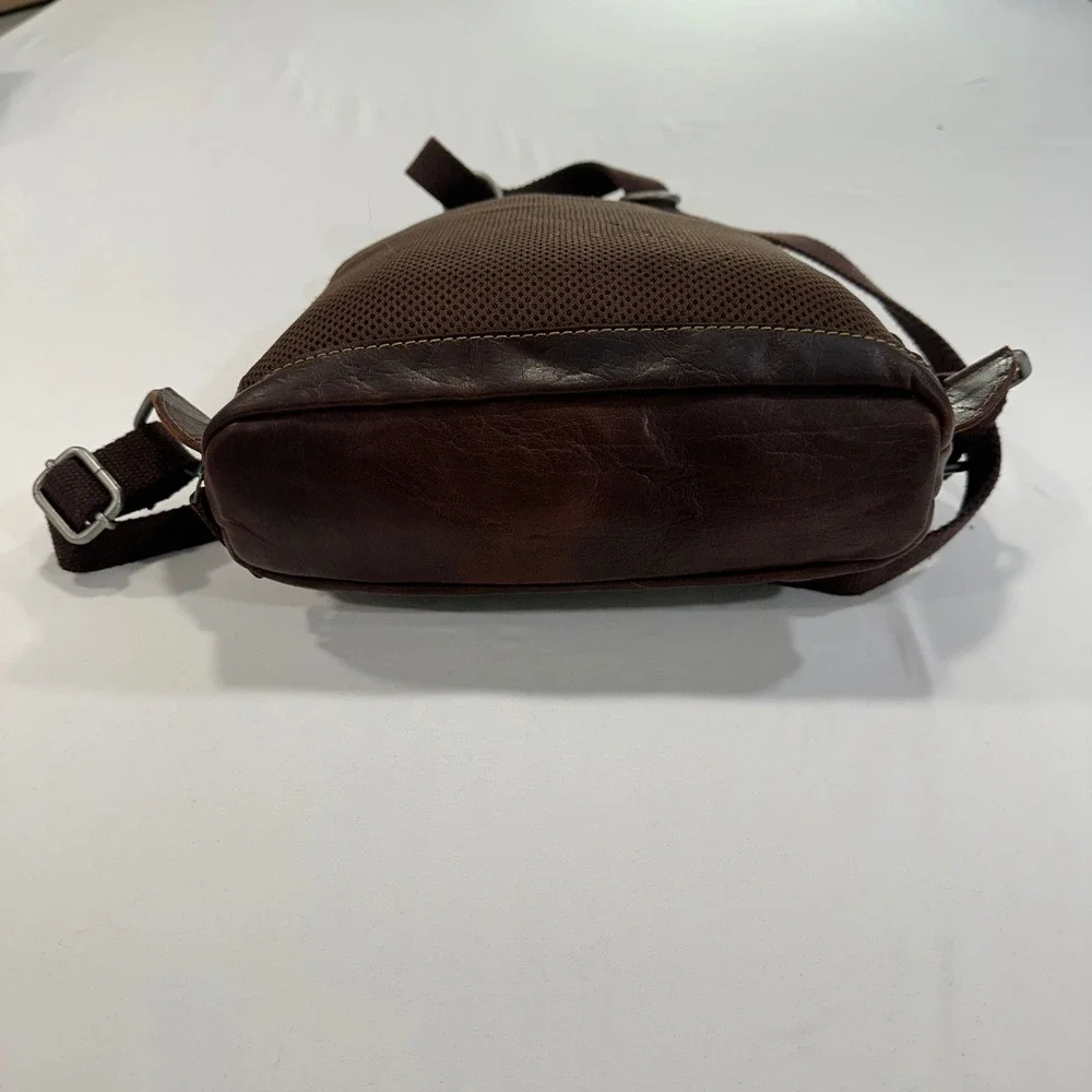 Jack Georges Leather Sling Backpack Mens Womens‎ Brown Multi-Pocket Professional